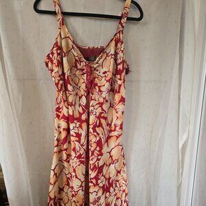 Floral Hawaiian Bias Midi Sundress Sleeveless